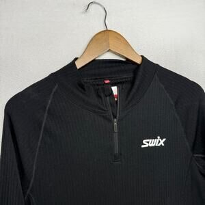 Swix Quarter Zip Men's 2XL Black Base Layer Pullover Lightweight Training Logo